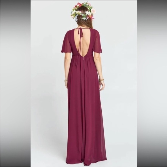 Show Me Your Mumu Faye Flutter Maxi Dress Merlot Chiffon Extra Extra Large NWT - Picture 4 of 14